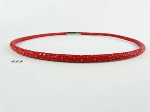 855) Luxuriöse Extravagante Rochenleder Collier Halskette 53 cm Edel Einzigartig - Bild 1 von 6