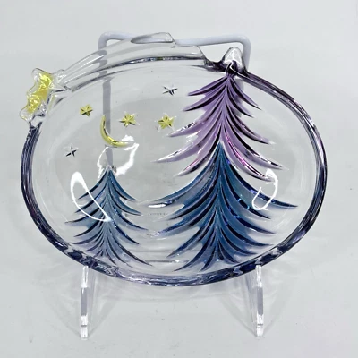 Studio Nova Glass Candy Dish Shooting Star Moon Trees Celestial Oval Vintage - Image 1 of 4