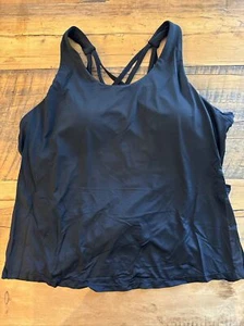 Womens Sports Bras Racerback Yoga Tank Top Black Loose Fit Medium - Picture 1 of 3