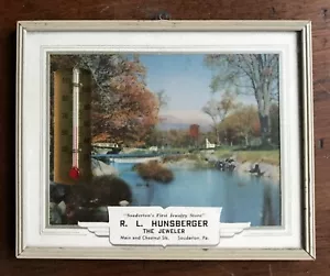 VINTAGE WERBUNGSTHERMOMETER R L HUNSBERGER JUWELER SOUDERTON'S 1. JEWELR PA - Bild 1 von 3