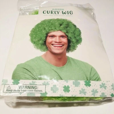 Peluca corta verde rizada día de San Patricio disfraz de Halloween Mardi Gras Annie adulto Foto 1 de 4