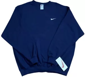 Sudadera De Colección Nike Swoosh Azul Marino/Blanco Cuello Redondo Para Hombre’s L Nueva Con Etiquetas - Imagen 1 de 5