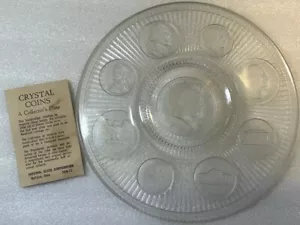 1964 Crystal Coins Imperial Clear Glass Collector Plate Silver USA Vintage 9inch - Picture 1 of 15