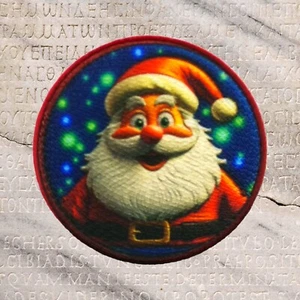Santa Patch Iron-on Applique for Clothes Stocking, Christmas Badge, Festive gift - Picture 1 of 23