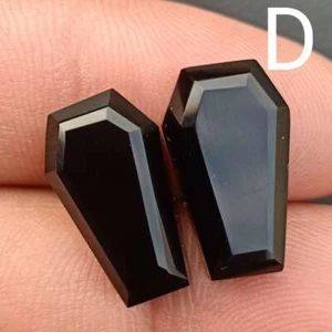 1 par de piedras preciosas de ataúd facetadas de ónix negro natural tamaño 10x15 mm - Imagen 1 de 9