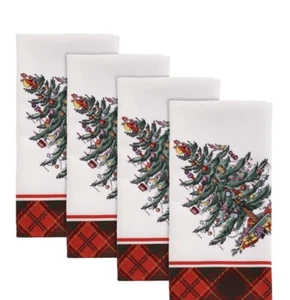 spode christmas tree tartan Set Of Four Napkins - Picture 1 of 2