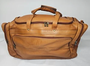 Brown Colombian Soft Leather Duffel Duffle Gym Travel Weekender Bag Pack Vintage - Picture 1 of 14
