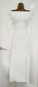 River Island | Jumper Dress | Long Bardot | Size 10 12 | Casual | knit | Cream - Picture 1 of 6