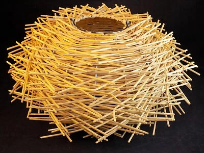 MODERN BAMBOO Nest Single Hanging LIGHT PENDANT SHADE 16" Wide 9" Tall  - Image 1 of 4