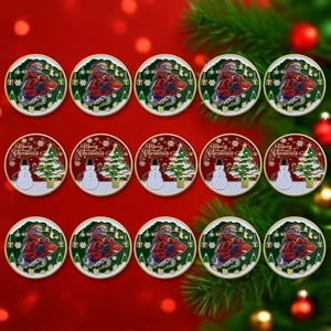 Moneda de Navidad de Papá Noel cohete de 15 piezas Feliz Navidad vacaciones regalo coleccionable - Imagen 1 de 12