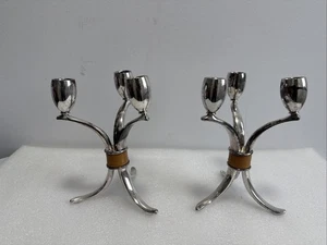 Candelabro Rogers Brothers Mid Century Flair, plato de plata con envoltura de baquelita X2 - Imagen 1 de 12