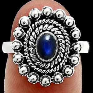 Premium Quality Blue Labradorite - Madagascar 925 Silver Ring s.8 Jewelry R-1124 - Picture 1 of 5