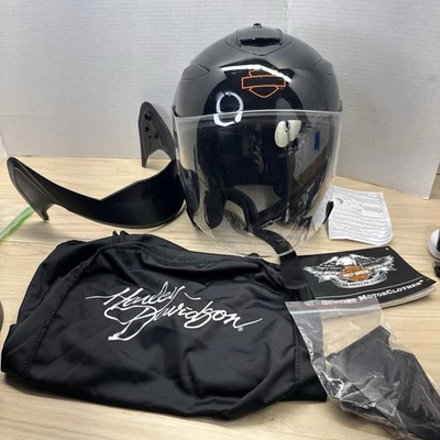 Casco de motocicleta Harley-Davidson HD-H27 pequeño - negro brillante con escudo transparente + Foto 1 de 4