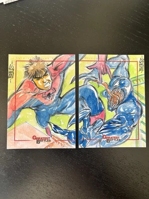 2012 Marvel Greatest Battles Spider-Man Vs Venom Sketch Cards By Rodrigo Martins - Image 1 of 2