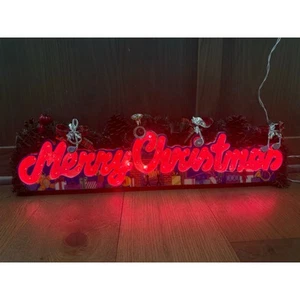 Vintage 90s MERRY CHRISTMAS Light Up Sign Hanging 24 inches - Picture 1 of 6