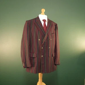 John G Hardy Blazer Men's 44R Red Blue Striped Double Breasted Boating Jacket - Picture 1 of 15
