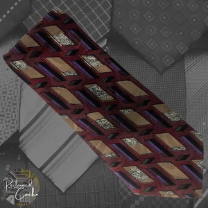 Corbata estampada con estampado geométrico multicolor roja de moda Aries para hombre - Imagen 1 de 5