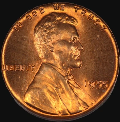 1955 P  LINCOLN CENT WHEAT PENNY PCGS MS65RD UNC MS 65 RD #  24056309 TONED - Image 1 of 4