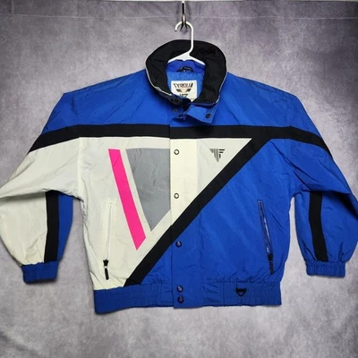 Chaqueta vintage Tyrolia by Head para hombre azul blanco negro rosa geométrica talla mediana Foto 1 de 4