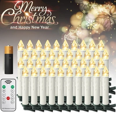 MARKENLOS 10-50x Candele di Natale LED Calde Candele per Albero di Natale Senza Fili con Timer e Batteria