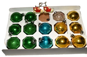12 Zapatillas Navidad Años 90 11 Multicolor Redondas Vidrio y 1 Par Adornos En Caja - Imagen 1 de 7