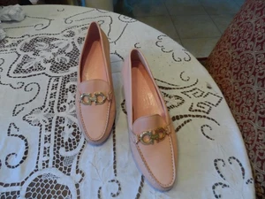 Neu Salvatore Ferrangamo rosa Kalbsleder Gamcini Driver Halbschuh Größe 9AA - Bild 1 von 19