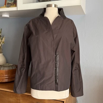 Chaqueta Annette Gortz Marrón Avant-Garde con Borde de Cuero Talla 38 Foto 1 de 4