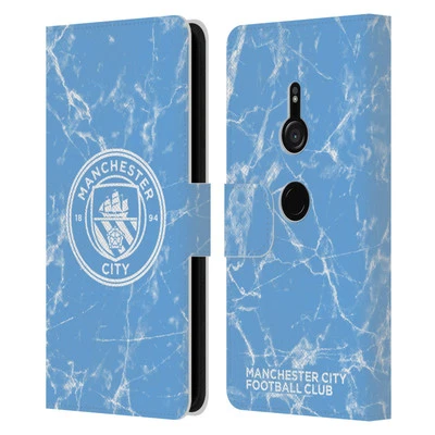 MANCHESTER CITY MAN CITY FC MARBLE BADGE LEATHER BOOK CASE FOR SONY PHONES 1 - Image 1 of 4