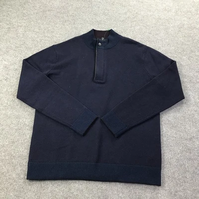 Raffi Sweater Mens Large Blue Wool Cashmere Blend Half Zip Pullover Knit Warm - Image 1 of 4