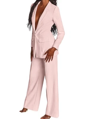 Pants Suits for Women Dressy 2 Piece Business Casual Lapel Long Sleeve Open6840 - Image 1 of 4