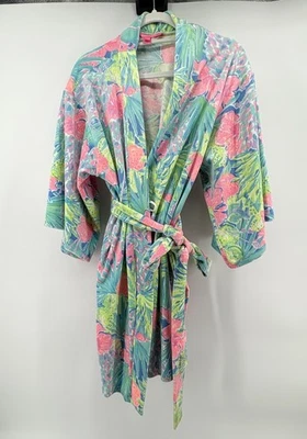 Bata Lilly Pulitzer S/M Tropical Floral Felpa Cinturón Kimono Salón Albornoz Foto 1 de 4