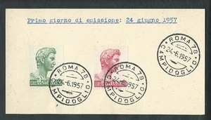 1957 ITALIA FDC SAN GIORGIO - FRANCOBOLLI APPLICATI SU CARTONCINO - Picture 1 of 1