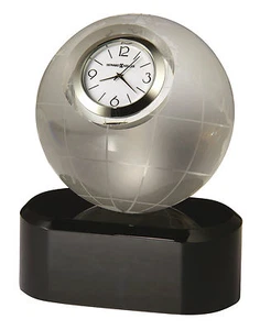 HOWARD MILLER MINIATURE ETCHED GLOBE CRYSTAL CLOCK - THE AXIS 645-719 - Picture 1 of 2
