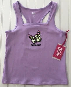 Justice Girls Purple Butterfly Sport Tank Top Shirt Size Large 12/14 Rib Knit - Picture 1 of 6