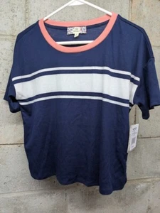 Pink Republic Damen T-Shirt Oberteil Medium Kurzarm Küste Marine Streifen Neu mit Etikett - Bild 1 von 5