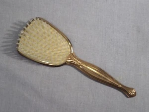 Cepillo de pelo tocador diseño floral tono dorado cepillo extraíble cerdas vintage - Imagen 1 de 4