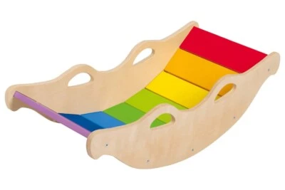Playtive Balance Wippe Holz Brücke Tresen in Regenbogenfarben Kinder ab 2 Jahre