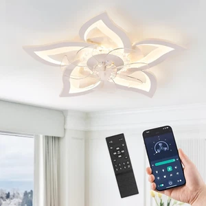 Flower Ceiling Fans with Lights, Small and Modern for Indoors, White - Picture 1 of 12