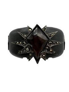 Vintage Hand Carved By Alexis Bittar Black Topaz Bracelet NWT Gunmetal - Picture 1 of 6
