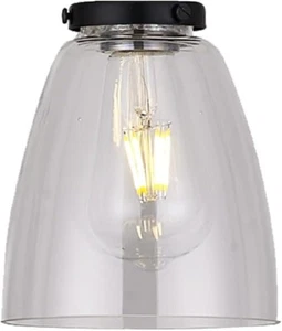 Clear Conical Glass and Black Top Vintage Easy Fit Pendant Light Shade 14cm - Picture 1 of 3
