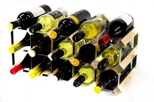 Cranville wine rack storage 15 bottle Pine wood and metal assembled - Picture 1 of 4