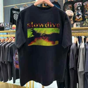 Vintage SLOWDIVE JUST FOR A DAY short sleeve black color shirt KV28658 - Picture 1 of 2