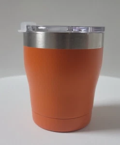 Orange Low Ball Double Wall Stainless Steel 10oz Tumbler with Lid ~ unbranded - Picture 1 of 9