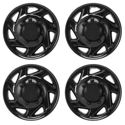 Hubcaps for 1992-2014 Ford E150 E250 E350 Van; Glossy Black; 16 inch; 4Pcs Foto 1 de 4
