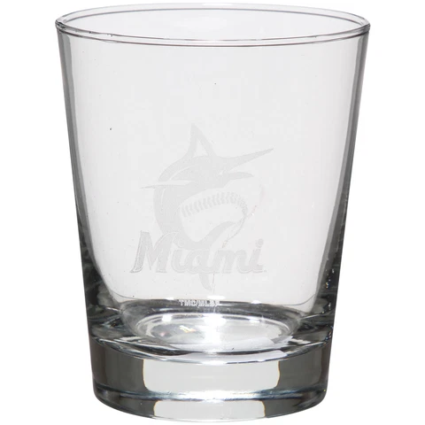 Miami Marlins 15oz. Etched Double Old Fashioned Glass Cover