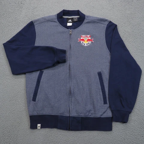 New York Red Bulls Jacket Adult Medium Blue Bomber Full Zip Jacket Adidas Mens Cover