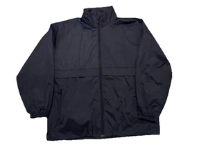 totes Windbreaker Herren M navy Regenjacke Kapuze Taschen Kordelzug 100% Nylon - Bild 1 von 8