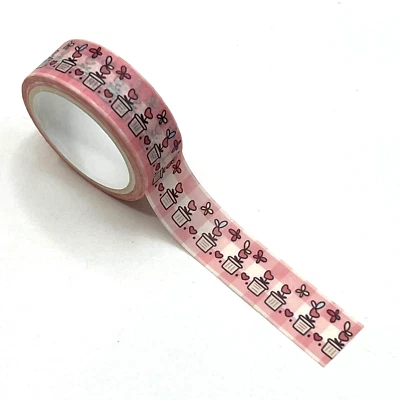 Pink Hearts in Flower Pots Washi Tape Scrapbooking Cards Journals Planners - Image 1 of 2