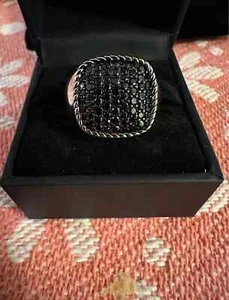 1.50CT Round Certified Black Moissanite Men's Weeding Ring 14K White Gold Plated - Picture 1 of 9