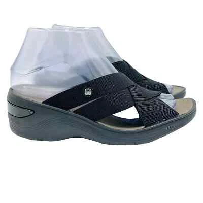 Zapatos para mujer Bzees talla 7,5 M negros discoteca cuña tiras sandalias sin cordones Foto 1 de 4